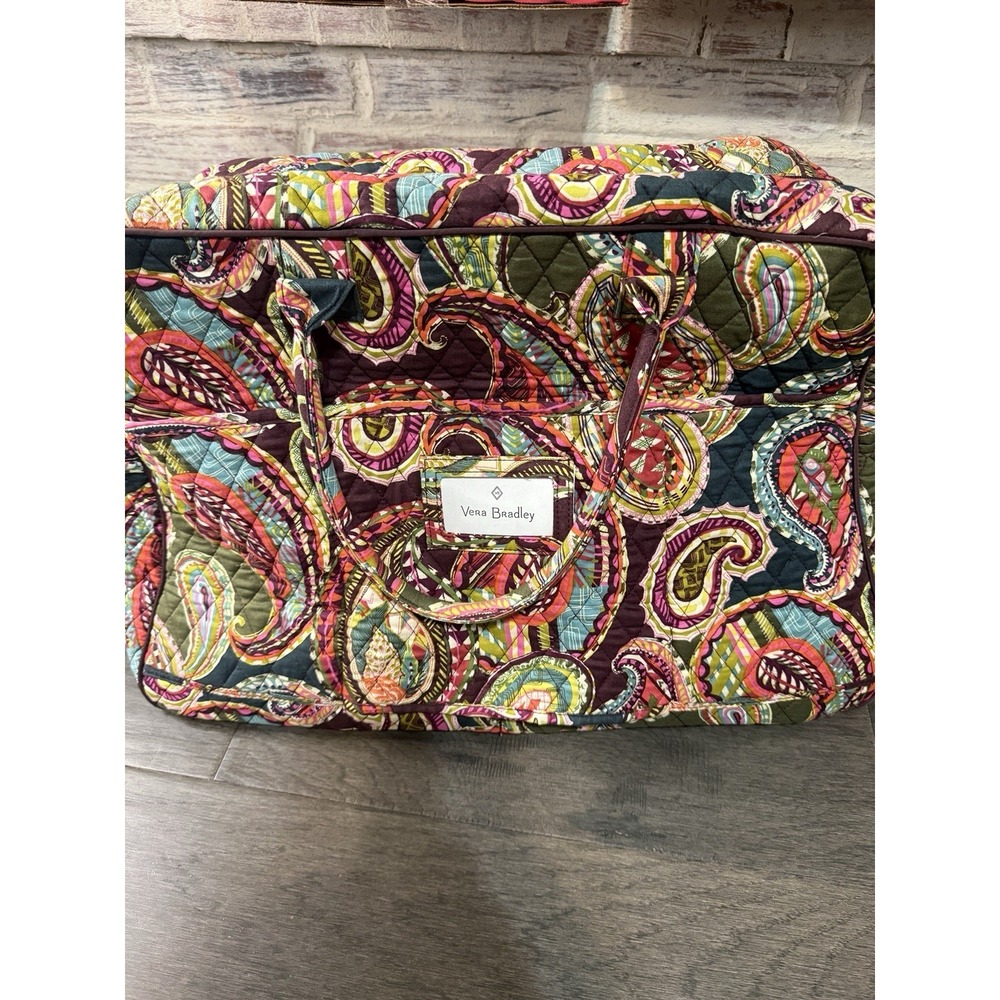 Vera Bradley Large Duffle Bag Paisley Heirloom Weekender Traveler Quilted